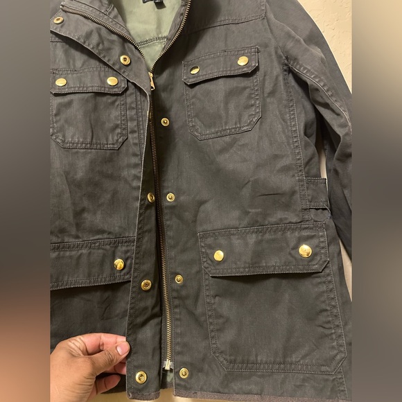 J.Crew Mercantile Resin Coated Twill Field Jacket Womens XS Olive Cargo - Picture 6 of 7